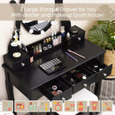 10 Dimmable Lights Vanity Table Set with Lighted Mirror and Cushioned Stool by LJGDeals