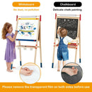 All-in-One Wooden Height Adjustable Kid's Art Easel with Magnetic Stickers and Paper by LJGDeals
