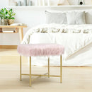 Faux Fur Ottoman Decorative Stool with Metal Legs by LJGDeals