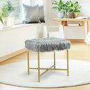Faux Fur Ottoman Decorative Stool with Metal Legs by LJGDeals