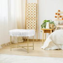 Faux Fur Ottoman Decorative Stool with Metal Legs by LJGDeals