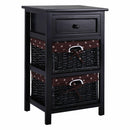 3 Tier Set of 2 Wood Nightstand with 1 and 2 Drawer