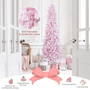 7 Feet Pre-Lit Snow Flocked Hinged Pencil Christmas Tree with 300 Lights and 8 Modes by LJGDeals