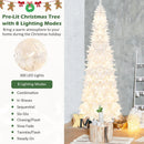 7 Feet Pre-Lit Hinged Pencil Christmas Tree White with 300 LED Lights and 8 Flash Modes by LJGDeals