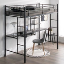 Twin Size Loft Bunk Bed with Desk Storage Shelf and Full Length Ladders-Black by LJGDeals