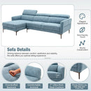 105 Inch L-Shaped Sofa Couch with 3 Adjustable Headrests-Blue by LJGDeals