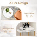 2-Tier Round End Beside Table with Metal Frame-White by LJGDeals