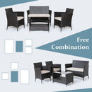 4 Pieces Patio Conversation Set with Soft Cushions and Tempered Glass Tabletop by LJGDeals