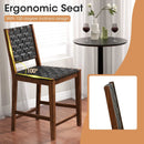 Set of 2 Woven Bar Stools with Faux PU Leather Straps-Black by DirectDeals