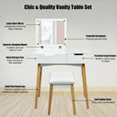 Wooden Vanity Table with Flip Top Mirror and Cushioned Stool by LJGDeals