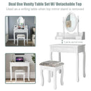 Vanity Table Set with Oval Mirror and 4 Drawers-White by LJGDeals