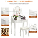 Wood Vanity Table Set with Oval Mirror and 4 Drawers for Kids Girls Women-White by LJGDeals