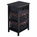 3 Tier Set of 2 Wood Nightstand with 1 and 2 Drawer