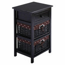 3 Tier Set of 2 Wood Nightstand with 1 and 2 Drawer by LJGDeals