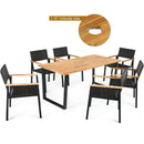 Patented 7 Pieces Outdoor Dining Set with Large Acacia Wood Table Top by LJGDeals