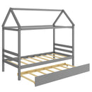 Kids Platform Bed Frame with Roof for Bedroom by LJGDeals