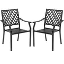 3 Pieces Patio Dining Set Stackable Chairs Armrest Table with Umbrella Hole by LJGDeals