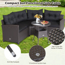 4 Pieces Patio Rattan Furniture Set Cushioned Sofa Glass Table by LJGDeals