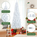 7 Feet Pre-Lit Hinged Pencil Christmas Tree White with 300 LED Lights and 8 Flash Modes by LJGDeals