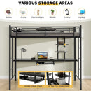Twin Size Loft Bunk Bed with Desk Storage Shelf and Full Length Ladders-Black by LJGDeals