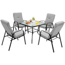 4 Patio Dining Stackable Chairs Set with High-Back Cushions by LJGDeals