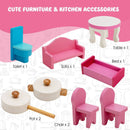 2-In-1 Double Sided Kids Kitchen Playset and Dollhouse with Furniture by LJGDeals