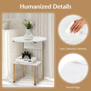 2-Tier Round End Beside Table with Metal Frame-White by LJGDeals