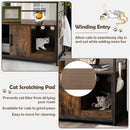 Wooden Cat Box Cabinet with with Metal Frame and Scratching Pad-Rustic Brown by LJGDeals