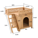 Wooden Dog House with Stairs and Raised Balcony for Puppy and Cat by LJGDeals
