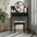 Makeup Vanity Table Set Girls Dressing Table with Drawers Oval Mirror by LJGDeals
