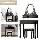 3 Drawers Lighted Mirror Vanity Dressing Table Stool Set by LJGDeals