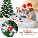 Unlit Snowy Hinged Christmas Tree with Mixed Tips and Red Berries by LJGDeals