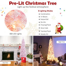 7 Feet Pre-Lit Snow Flocked Hinged Pencil Christmas Tree with 300 Lights and 8 Modes by LJGDeals