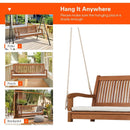2-Person Hanging Porch Swing Wood Bench with Cushion Curved Back by LJGDeals