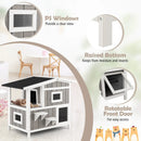 Outdoor 2-Story Wooden Feral Cat House with Escape Door-Gray by LJGDeals