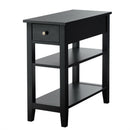 3-Tier Nightstand Bedside Table Sofa Side with Double Shelves Drawer-White by DirectDeals