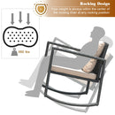 3 Pcs Wicker Rocking Bistro Set with Glass Coffee Table and Storage Shelf-Beige