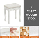 Wood Vanity Table Set with Oval Mirror and 4 Drawers for Kids Girls Women-White by LJGDeals