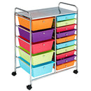 15-Drawer Utility Rolling Cart with Drawers Multi-Use Storage-Icecream Multicolor by LJGDeals