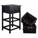 3 Tier Set of 2 Wood Nightstand with 1 and 2 Drawer