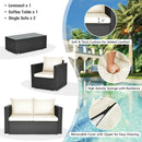 4 Pieces Patio Rattan Conversation Set with Cushions and Coffee Table-Black by LJGDeals