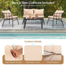 4 Pieces Patio Furniture Set with Seat Back Cushions for Garden-Beige by LJGDeals