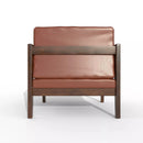 Brown Leather Mid Century Accent Armchair