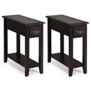 2 Pieces 2 Tier Sofa Side End Table with Drawer and Open Shelf by LJGDeals