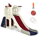 6-In-1 Large Slide for Kids Toddler Climber Slide Playset with Basketball Hoop by LJGDeals