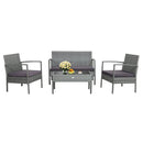 4 Pieces Outdoor Rattan Conversation Set with Comfortable Cushion by LJGDeals