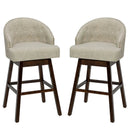 Set of 2 Swivel Bar Stools with Rubber Wood Legs and Padded Back by LJGDeals