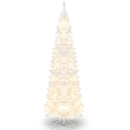 7 Feet Pre-Lit Hinged Pencil Christmas Tree White with 300 LED Lights and 8 Flash Modes by LJGDeals