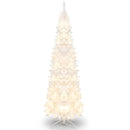 7 Feet Pre-Lit Hinged Pencil Christmas Tree White with 300 LED Lights and 8 Flash Modes by DirectDeals