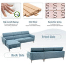 105 Inch L-Shaped Sofa Couch with 3 Adjustable Headrests-Blue by LJGDeals